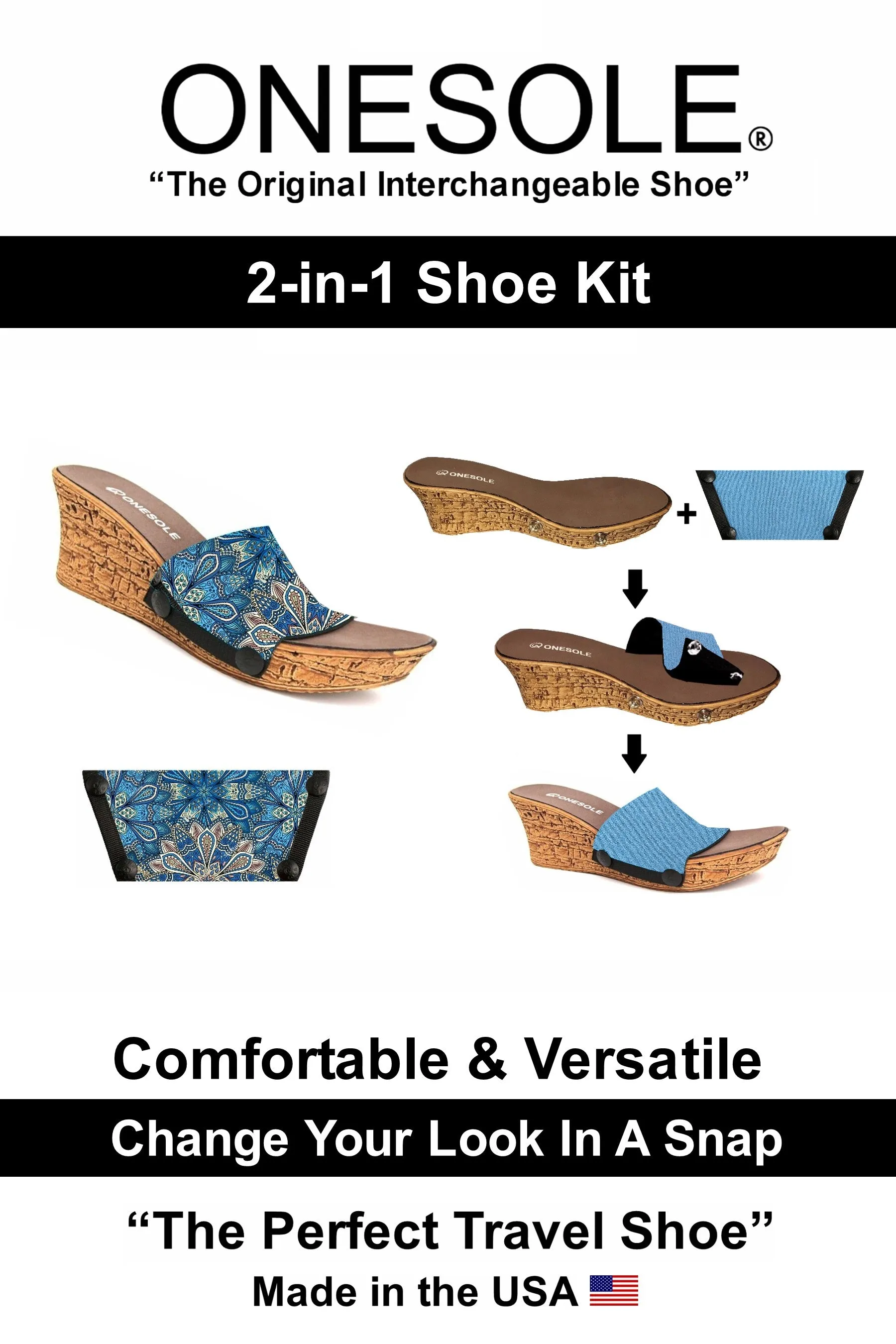 * Casual Faux Cork Interchangeable Travel Shoe Kit