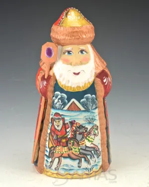 5.5 inch Russian Santa with Troika Scene