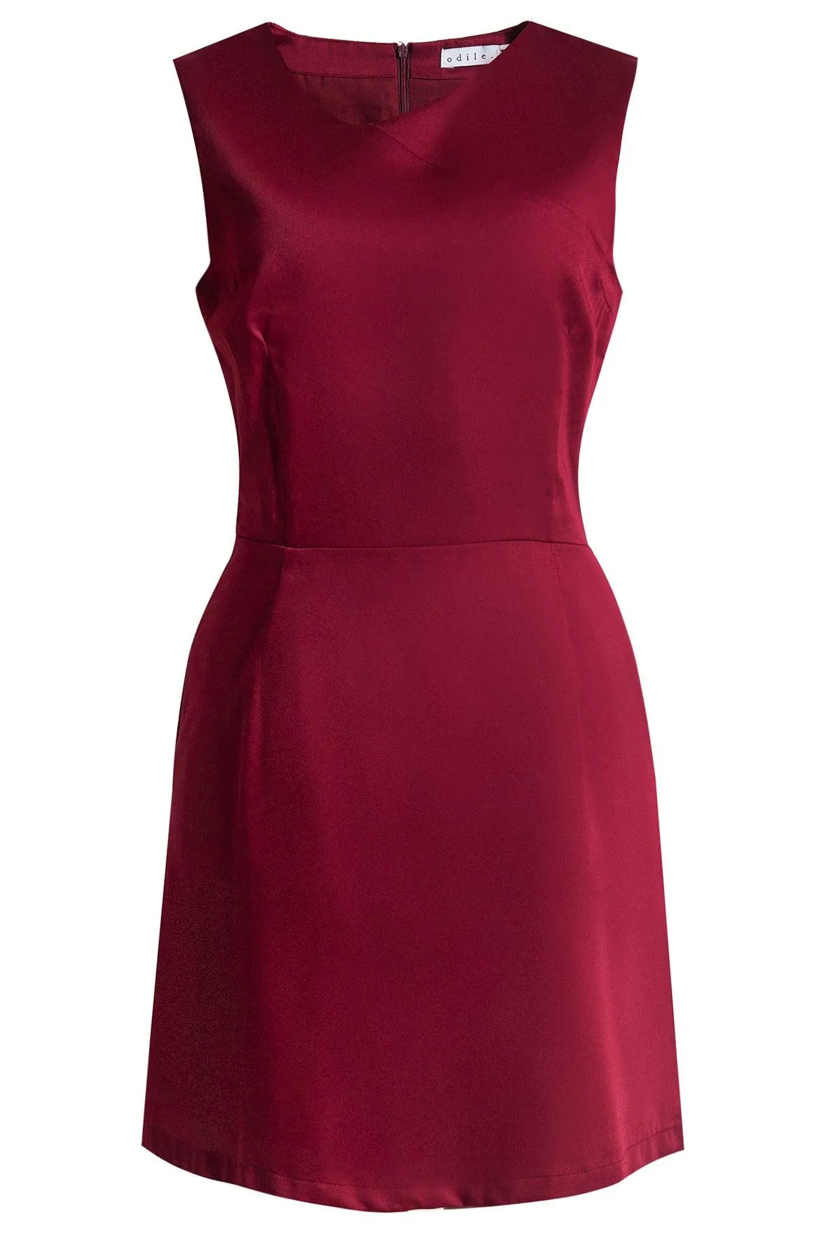 Asymmetric Collar Burgundy Dress