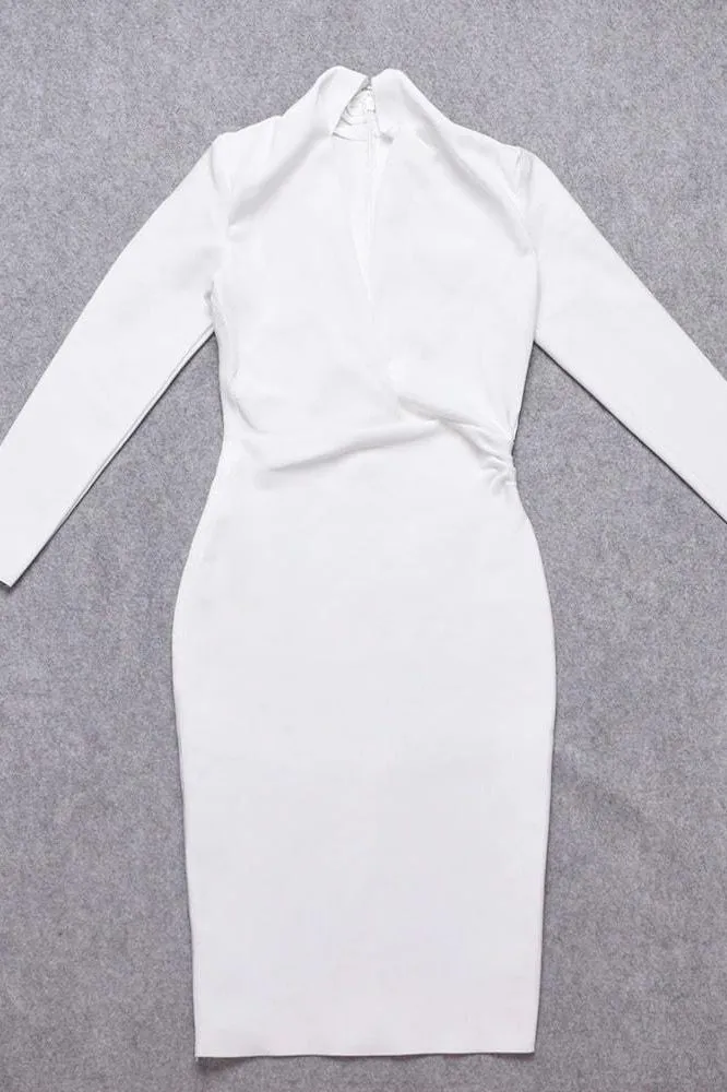 Blaire Long Sleeve Bandage Dress - Pearl White