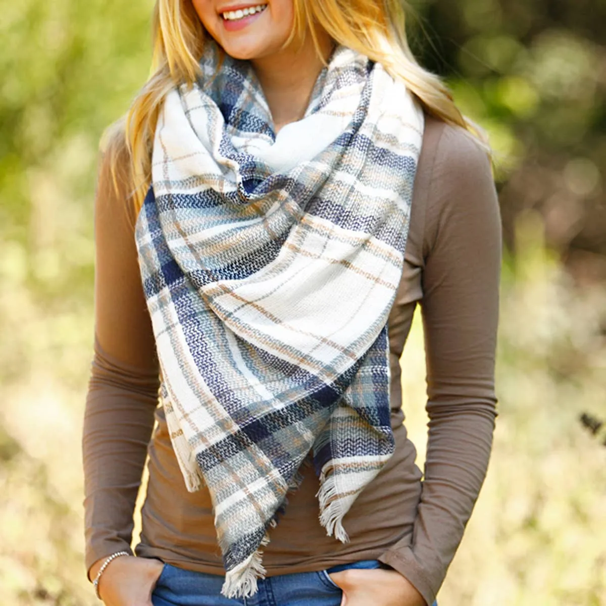 Blanket Scarf Rustic River Plaid