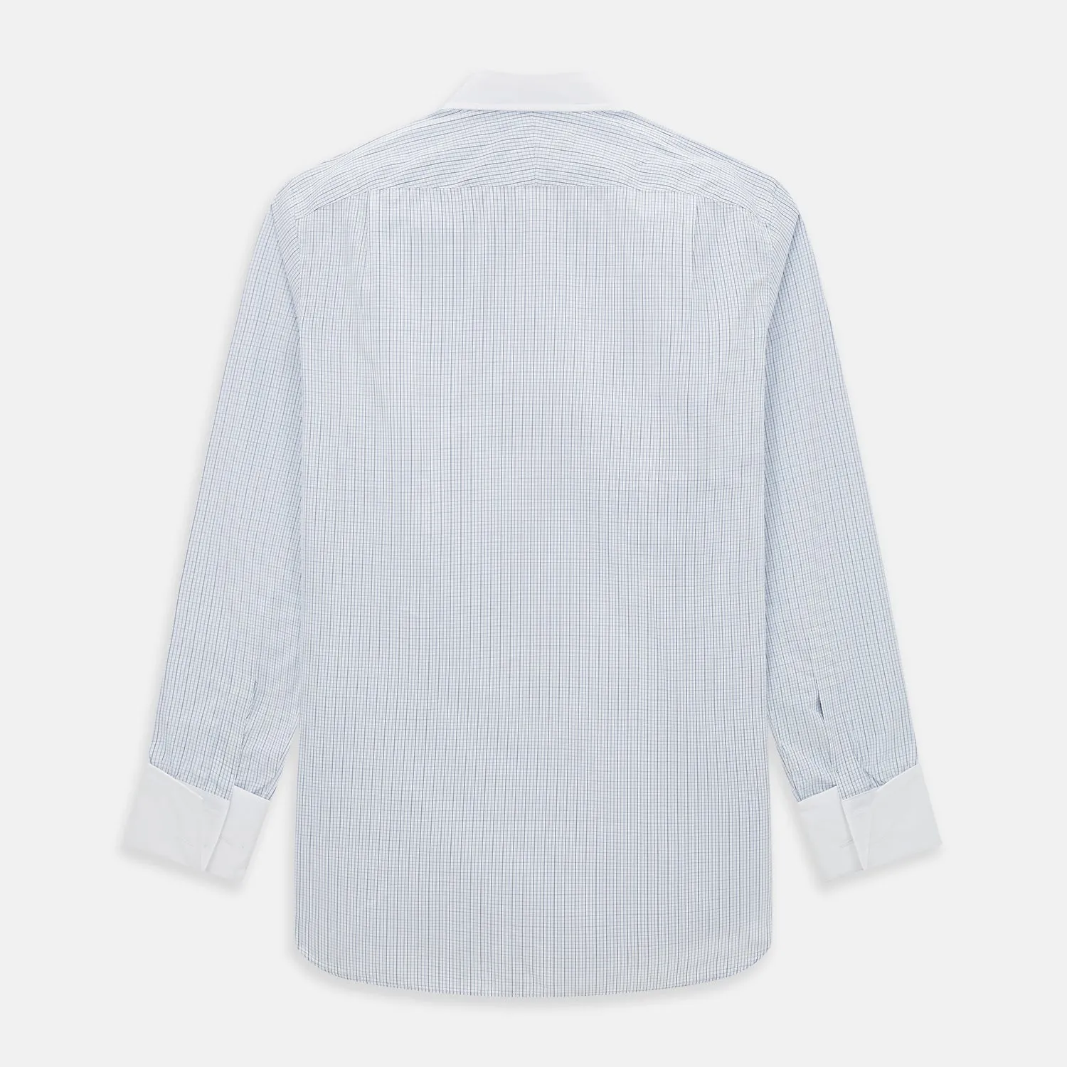 Blue Grid Check Mayfair Shirt with Contrast T&A Collar and Cuffs