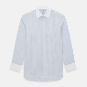 Blue Grid Check Mayfair Shirt with Contrast T&A Collar and Cuffs