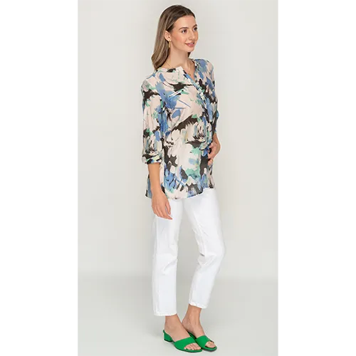 Blue Printed Casual Top For Womens