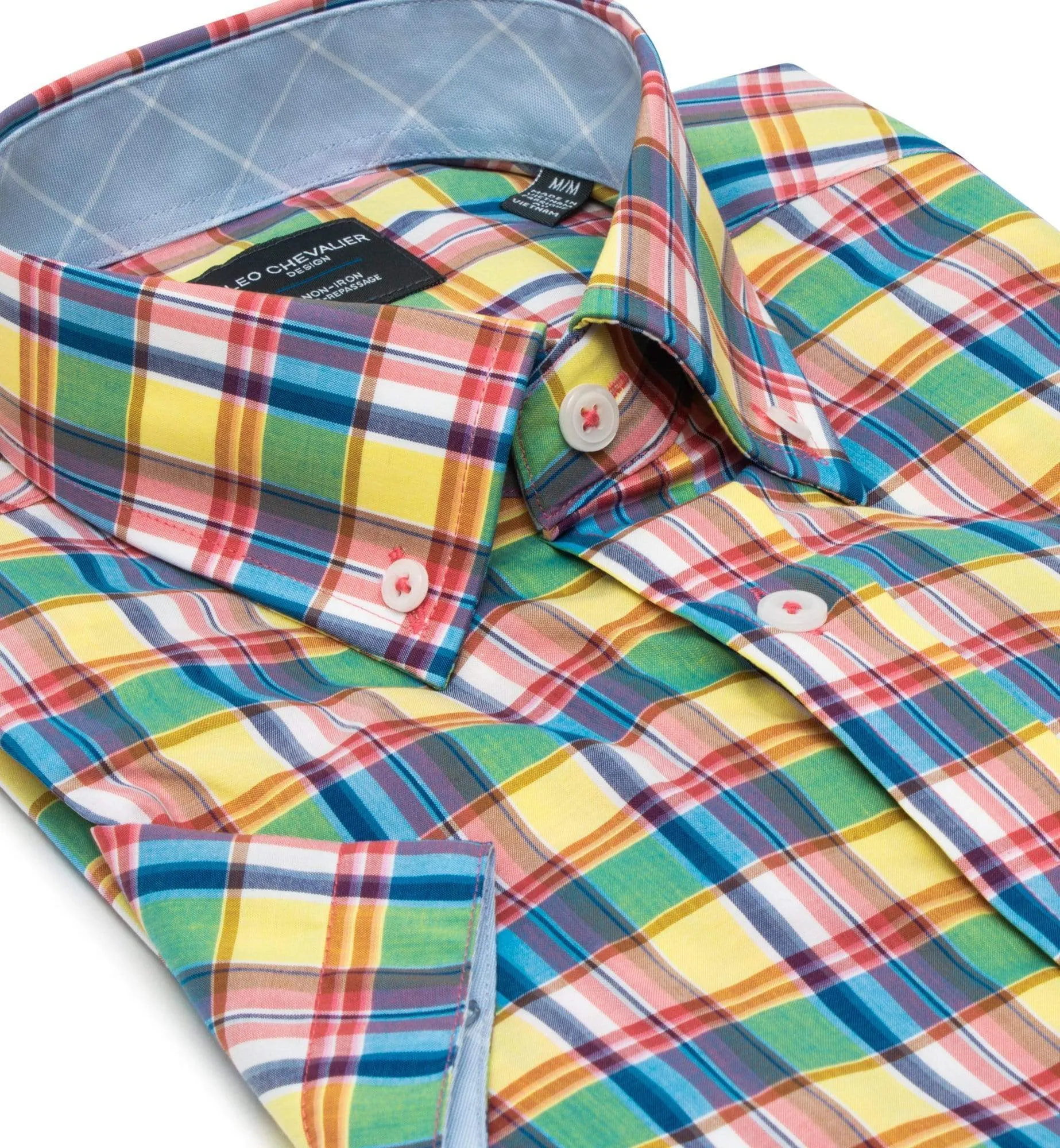 Bright Multi Colored Leo Chevalier Cotton Short Sleeve Shirts