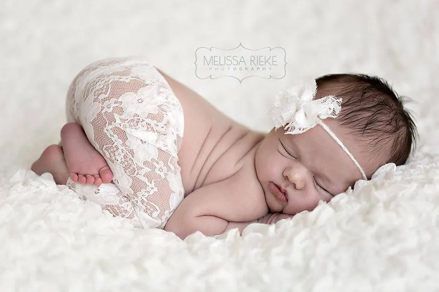 Brown Lace Pants and Lace Bow Mohair Headband