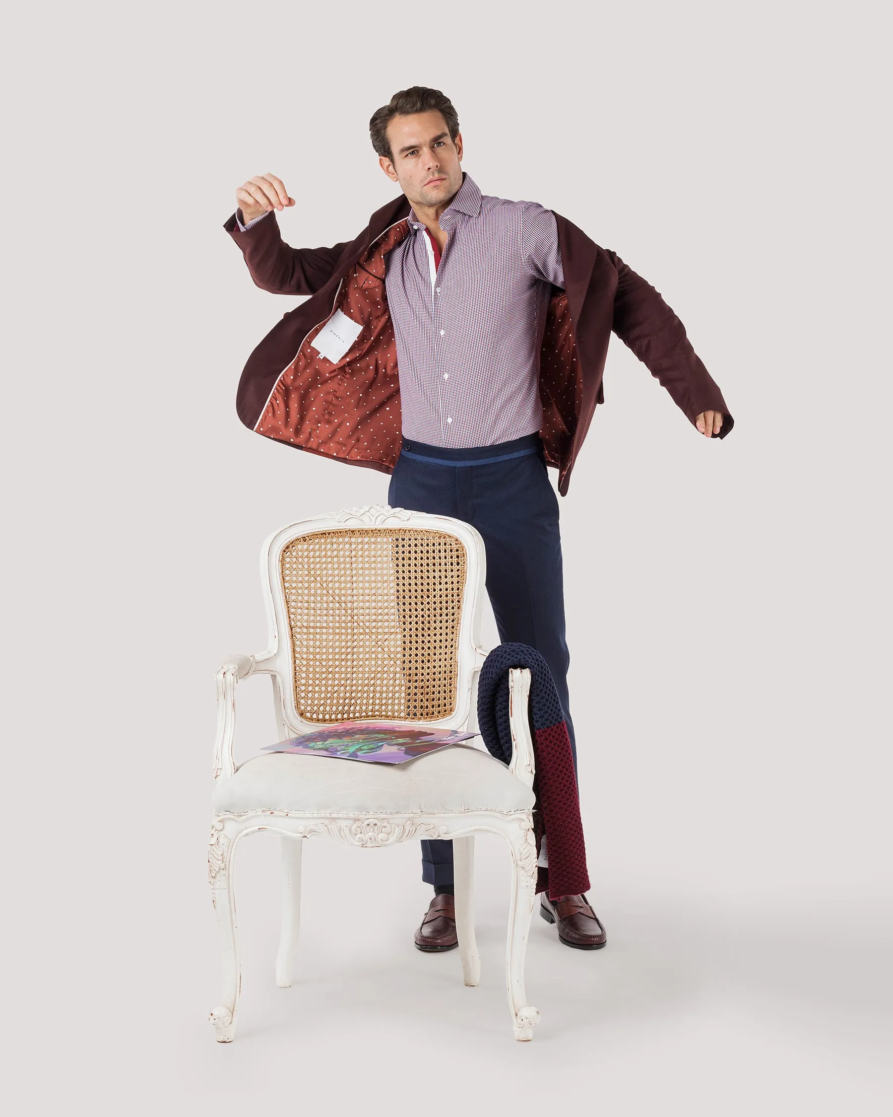 Burgundy Triple Contrast Wool & Cashmere Blazer