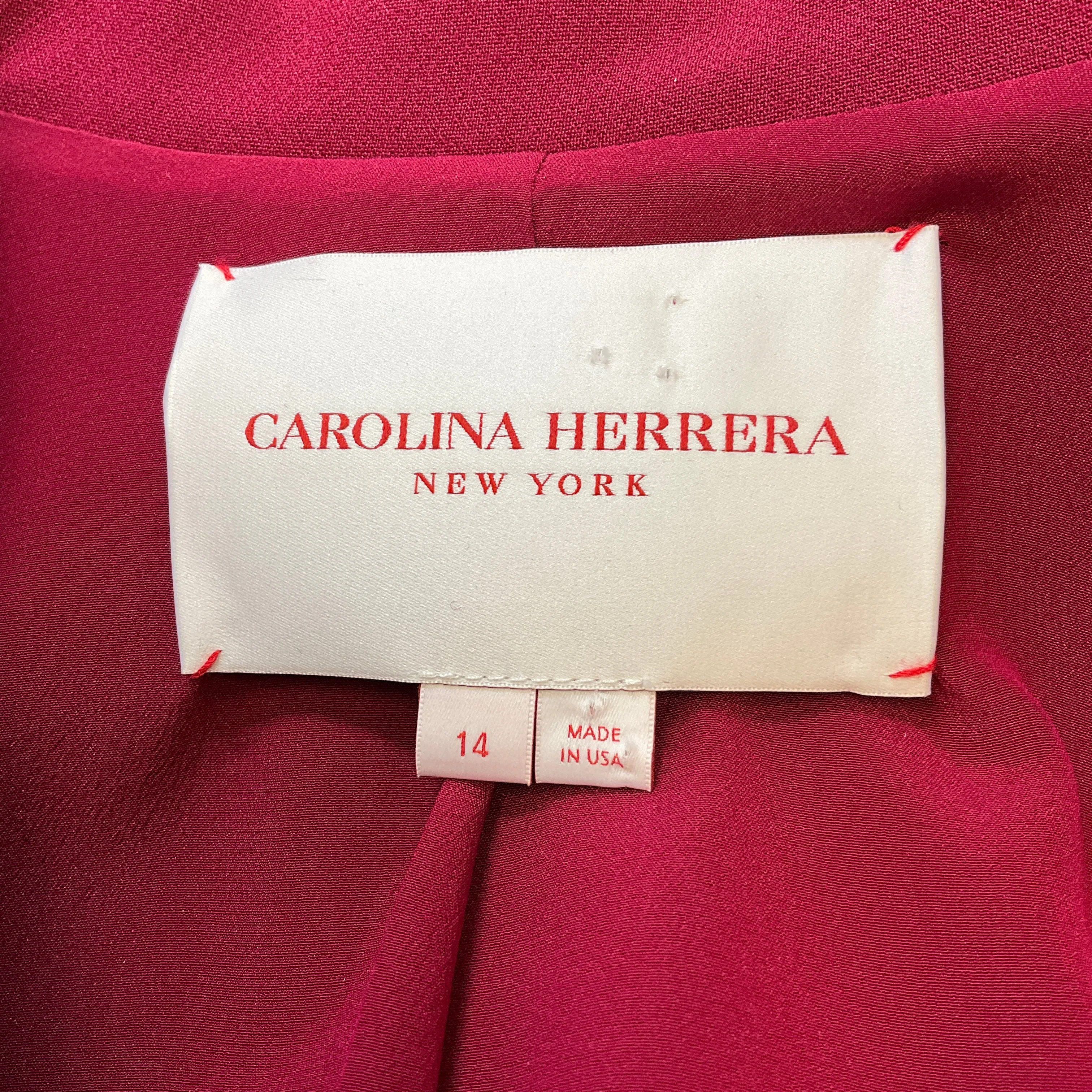 Carolina Herrera Raspberry Classic Two-Button Crepe Blazer