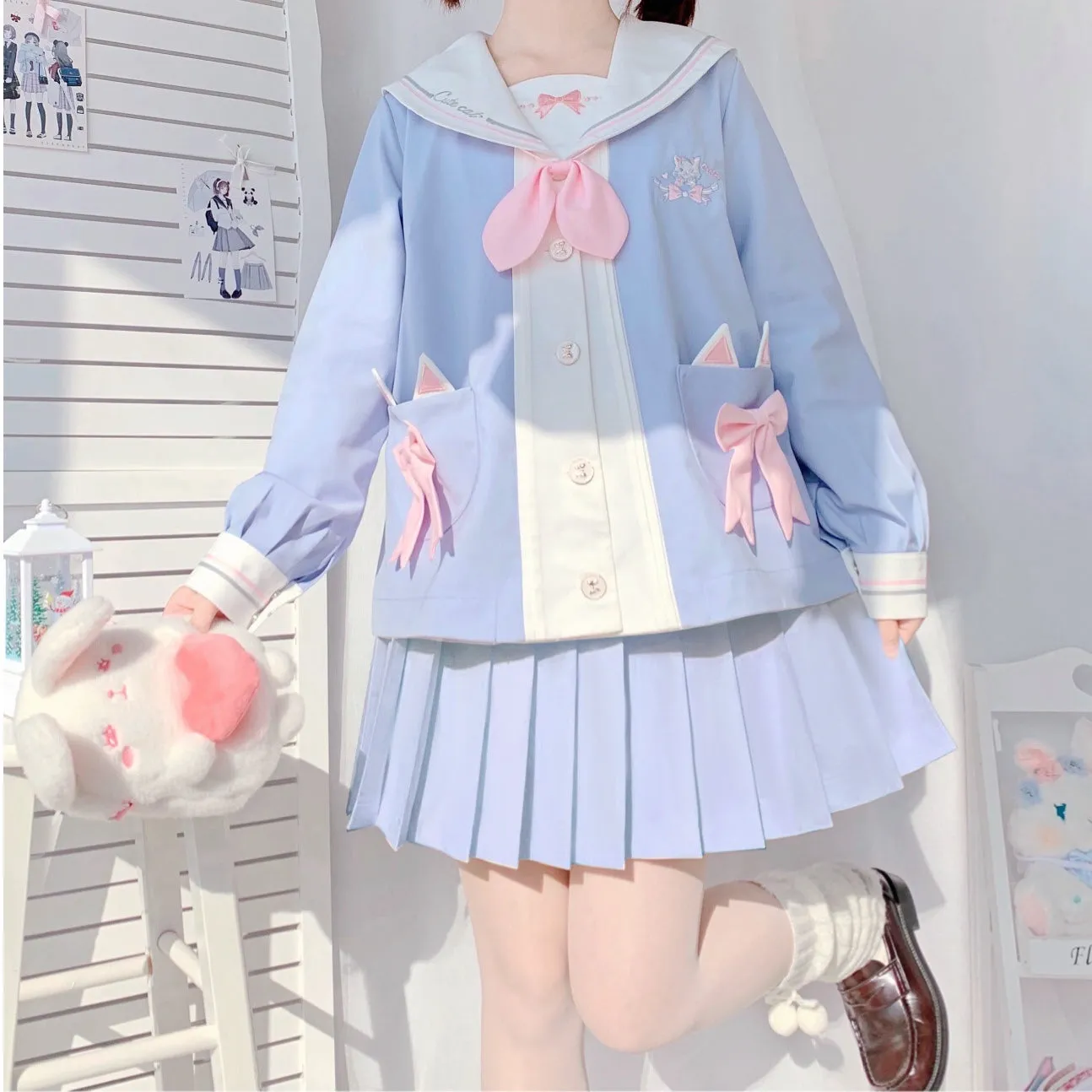 Cute blue uniform set   bag PL51826