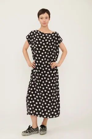 Dancer's Caftan in Black and White Polka Dot