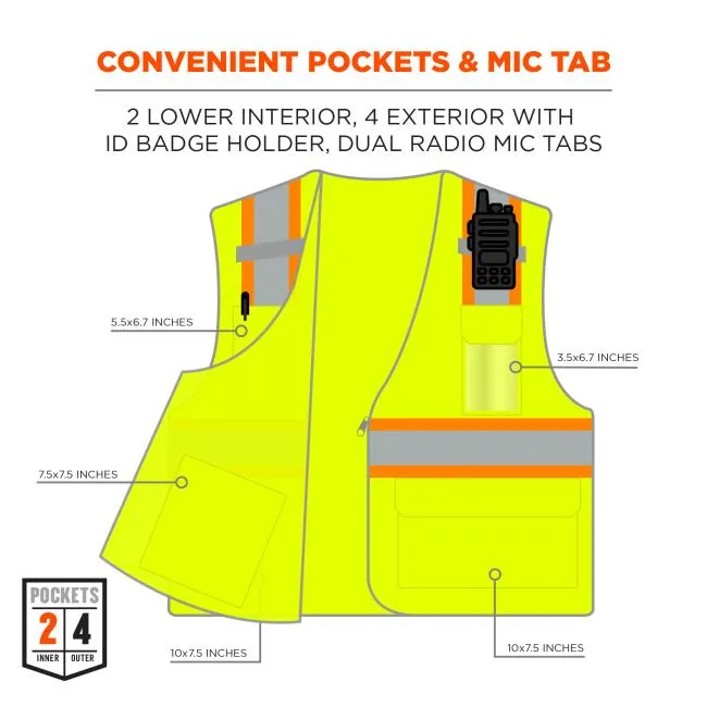 Ergodyne GloWear 8246Z-S Type R Class 2 Two-Tone Mesh Hi-Vis Safety Vest - Lime