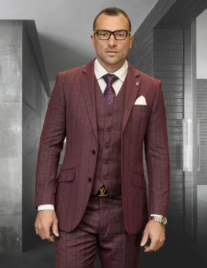 FERETI 3 PC MAUVE MODERN FIT SUIT