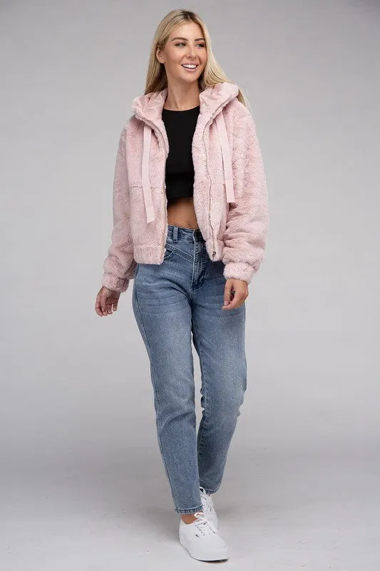 Fluffy Zip-Up Teddy Hoodie