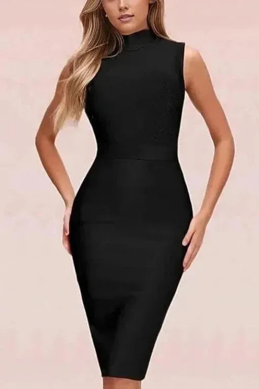 Grace Bandage Midi Dress - Classic Black