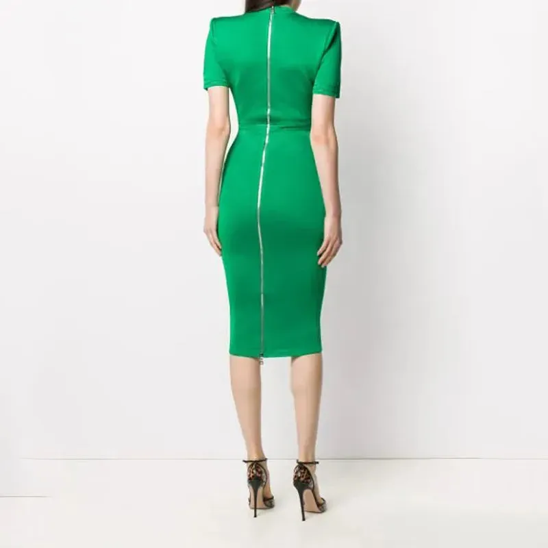 Green Knit Pencil Dress