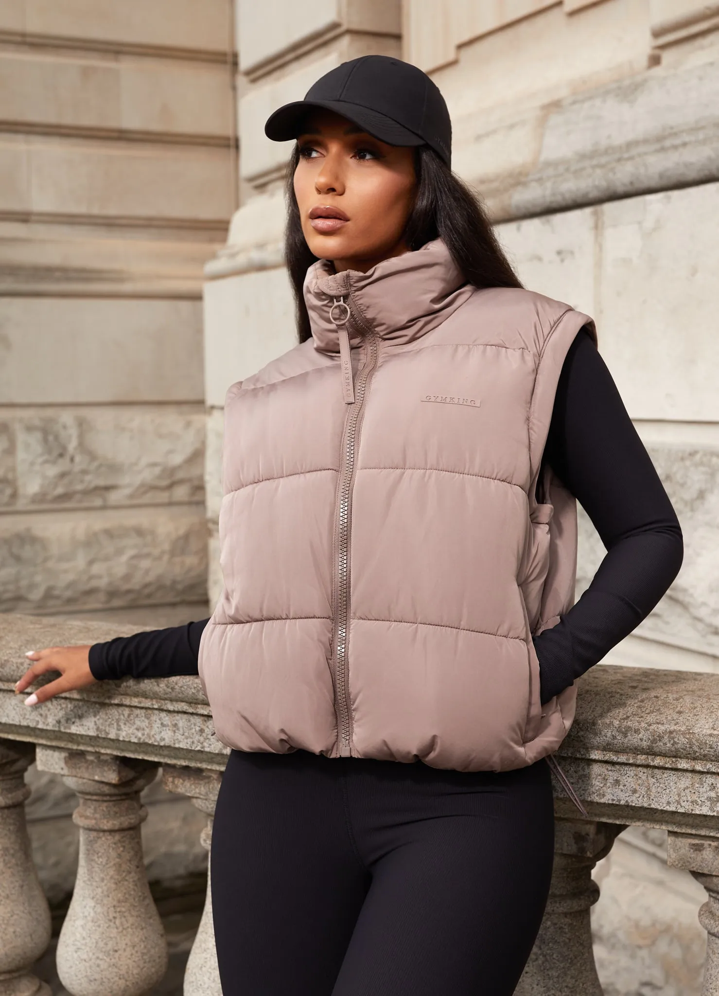 Gym King Align 2-in-1 Crop Puffer - Praline