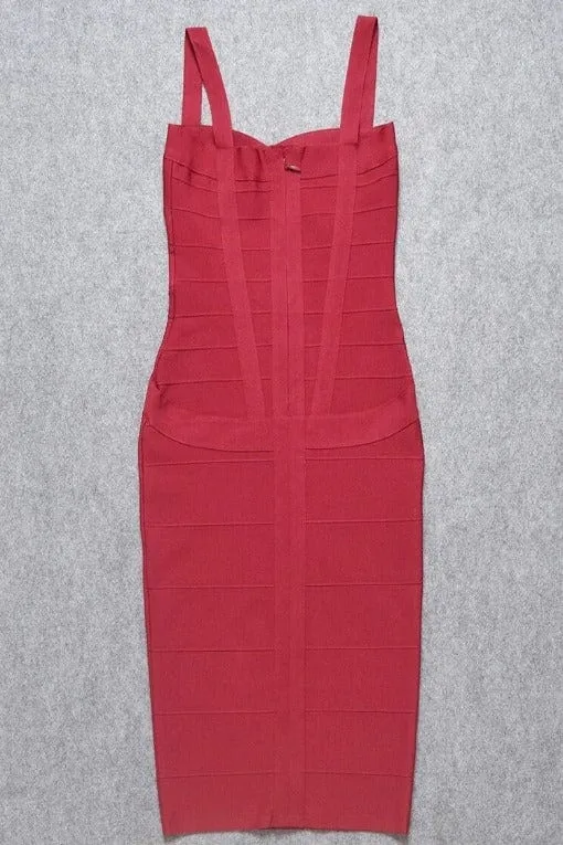 Heidi Bandage Midi Dress - Red Wine