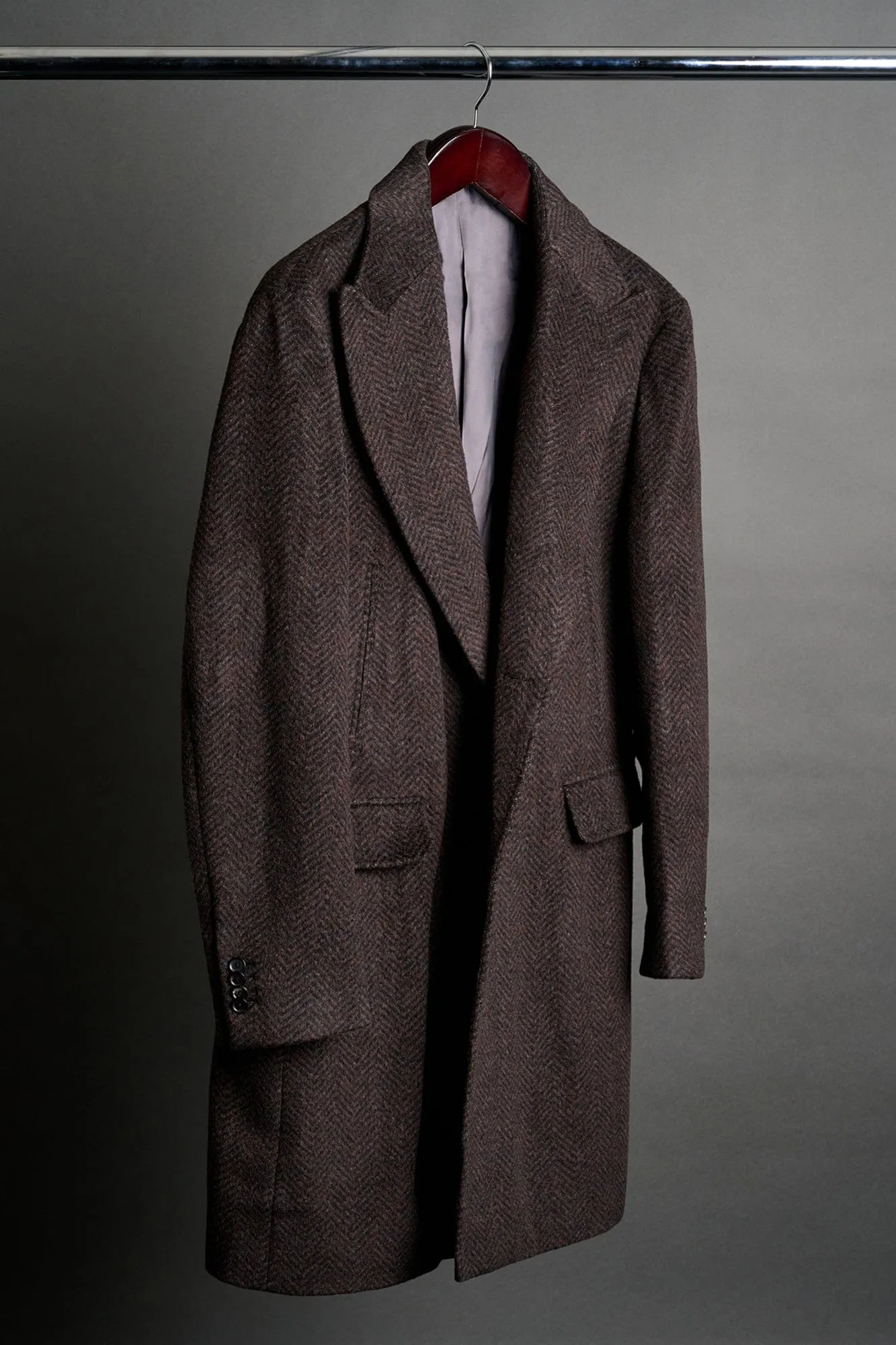 Herringbone Wool Blend Overcoat