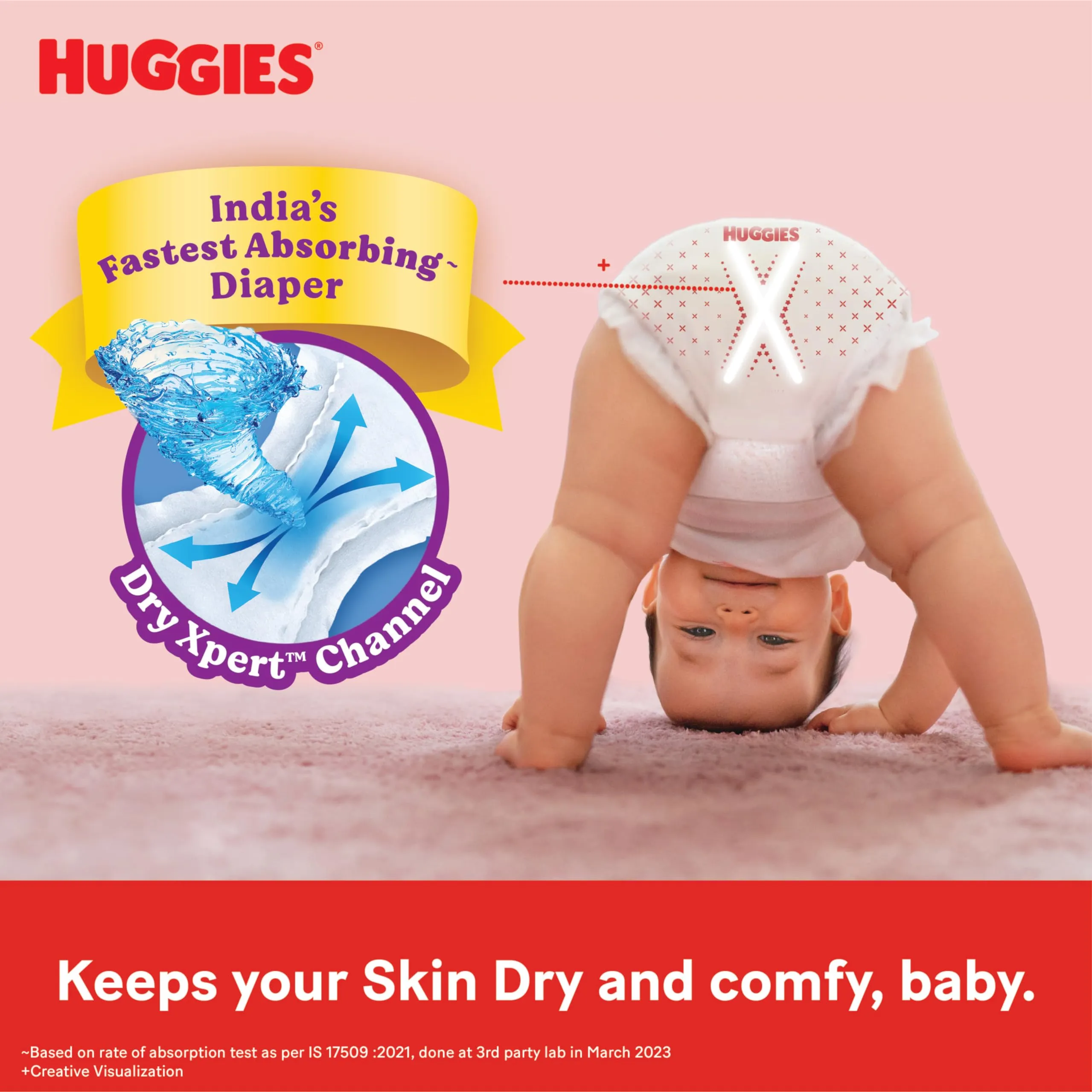 Huggies Complete Comfort Wonder Pants Medium (M) Size (7-12 Kgs) Baby Diaper Pants, 152 count| India's Fastest Absorbing Diaper with upto 4x faster absorption | Unique Dry Xpert Channel