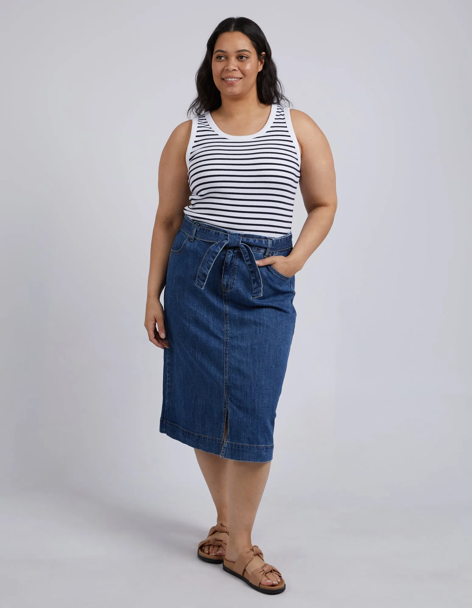 Indra Tank Navy & White Stripe