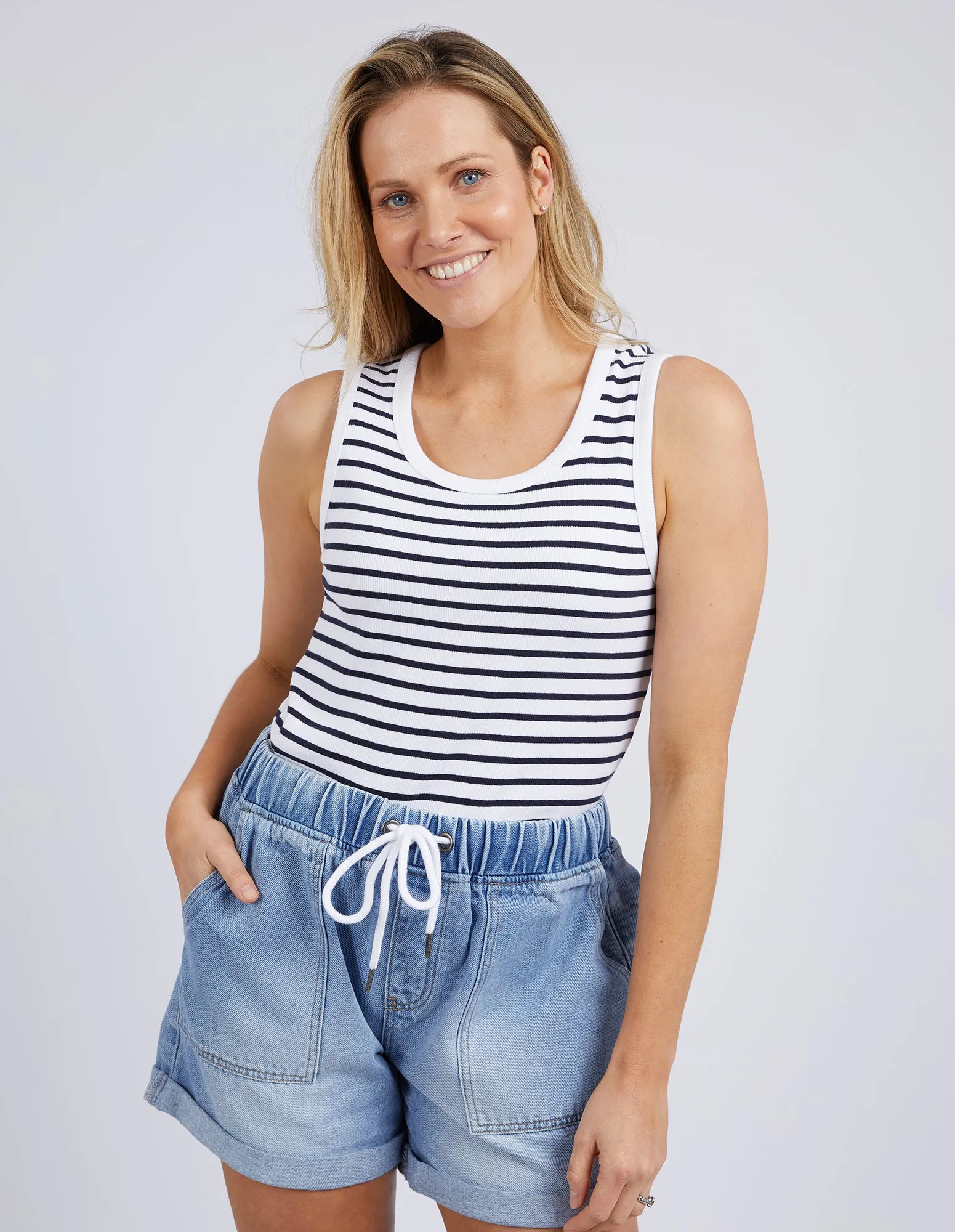 Indra Tank Navy & White Stripe