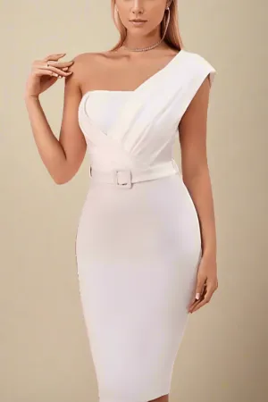 Ione Bandage Midi Dress - Pearl White