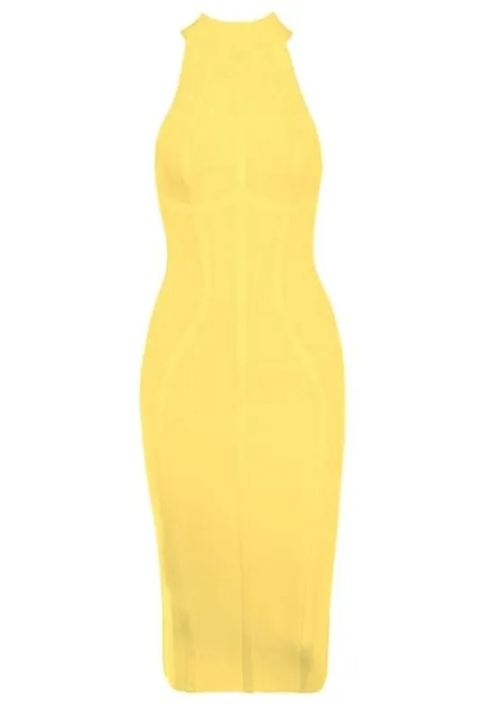 Lea Bandage Midi Dress - Mustard Yellow