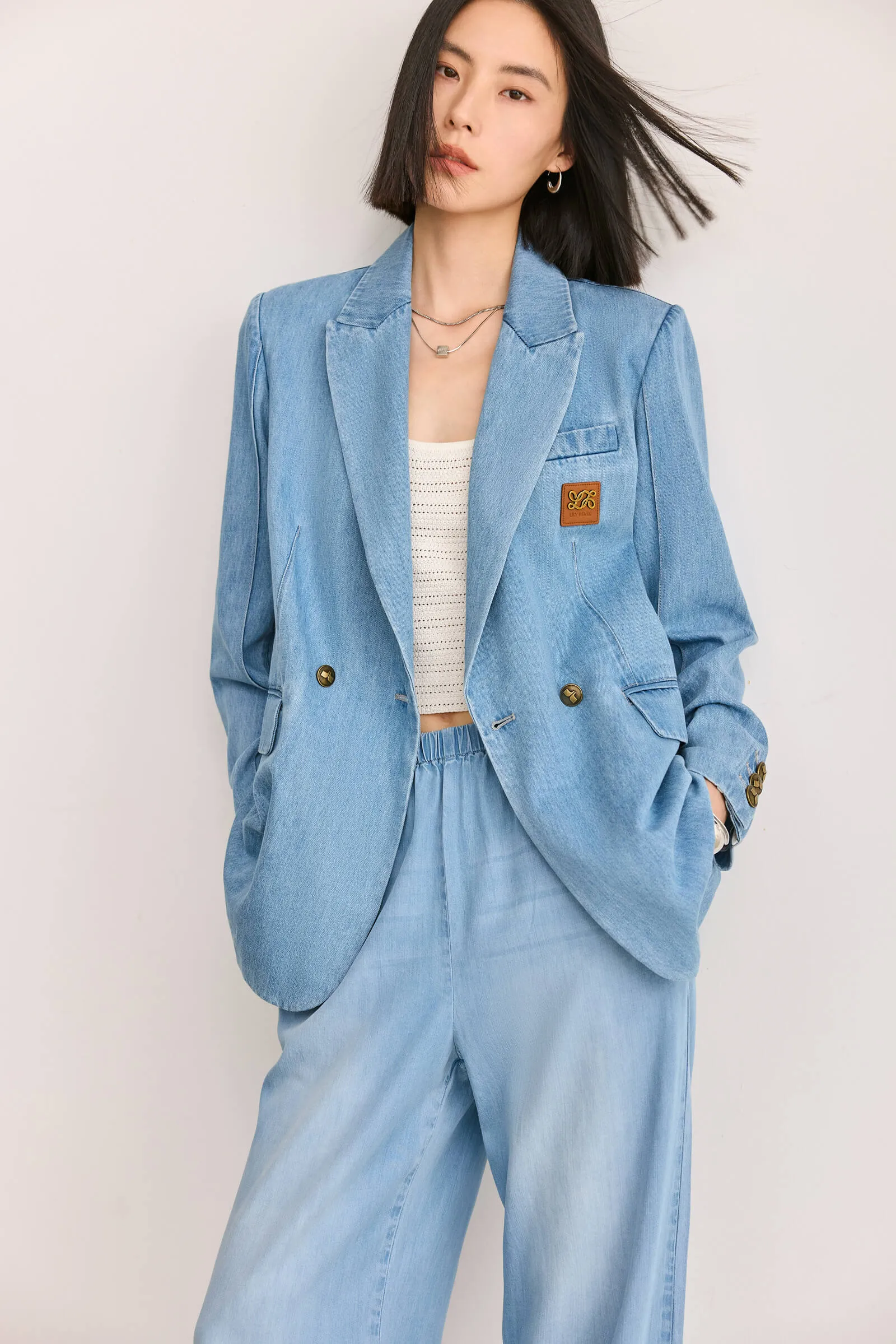 LILY Casual Denim Blazer Jacket