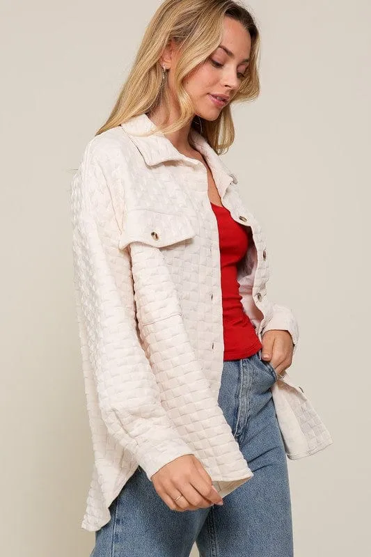 Long Sleeve Quilted Button Down Jacket *Online Only*