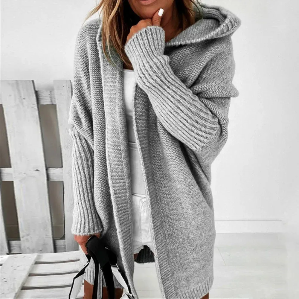 Loose Doll Sleeve Knit Sweater Long Autumn Winter Ladies Coats