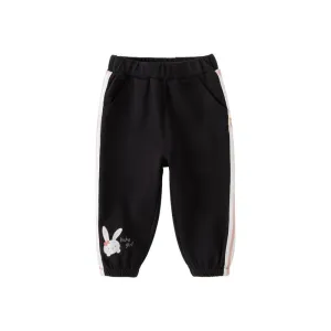 Lucky Girl Rabbit Bow Side Panel Black Pants