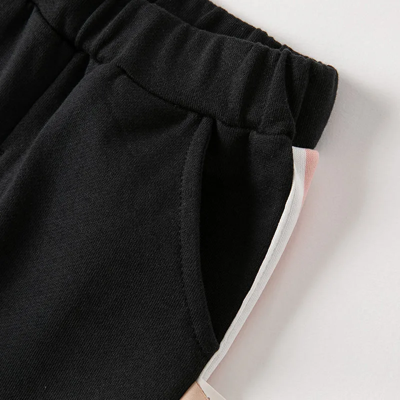 Lucky Girl Rabbit Bow Side Panel Black Pants