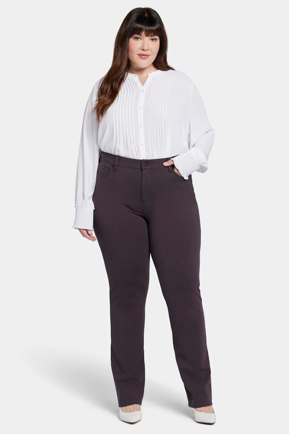 Marilyn Straight Pants In Plus Size - Cordovan