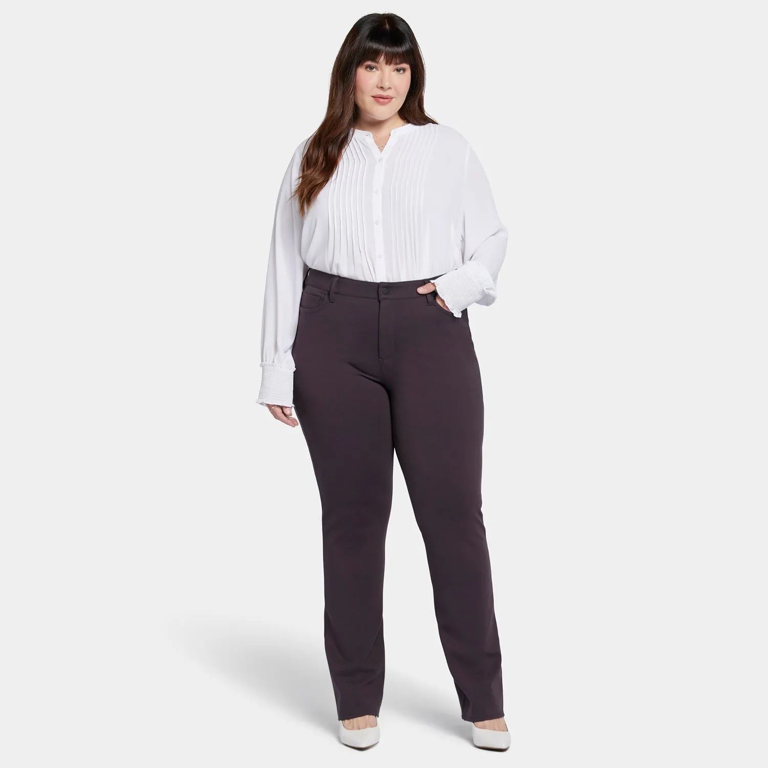 Marilyn Straight Pants In Plus Size - Cordovan