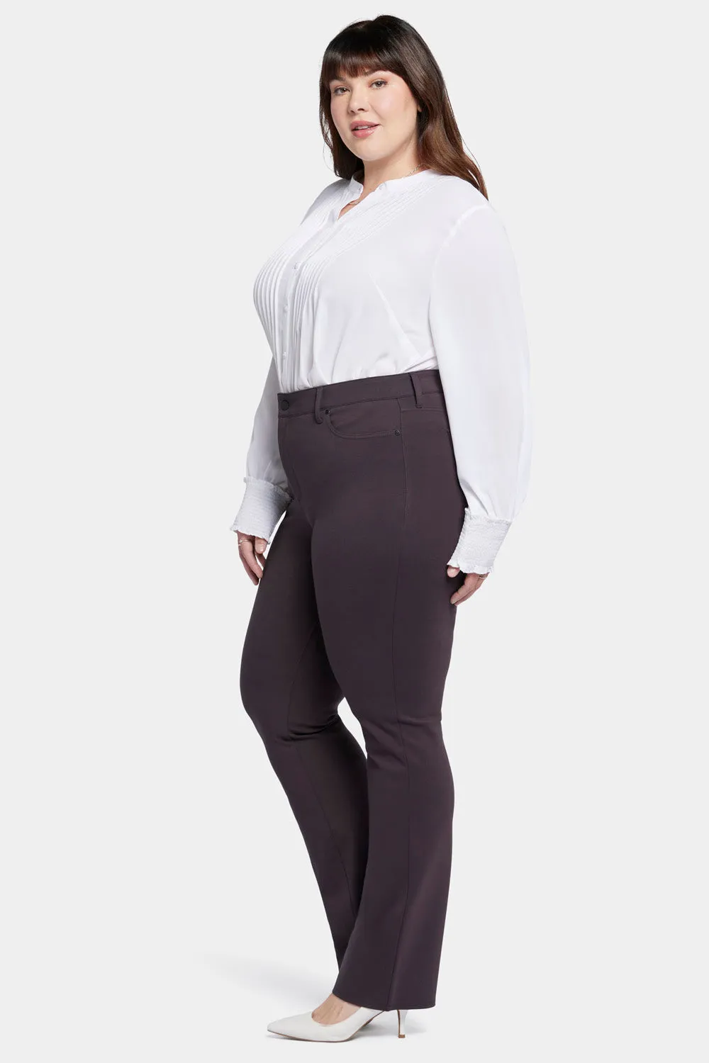 Marilyn Straight Pants In Plus Size - Cordovan