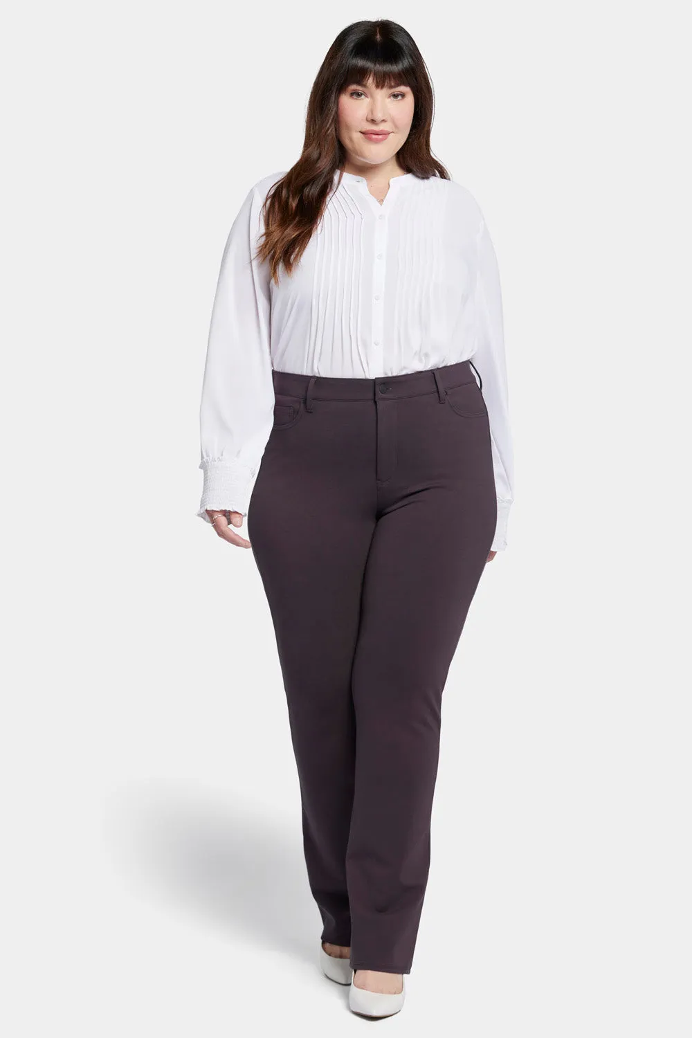 Marilyn Straight Pants In Plus Size - Cordovan