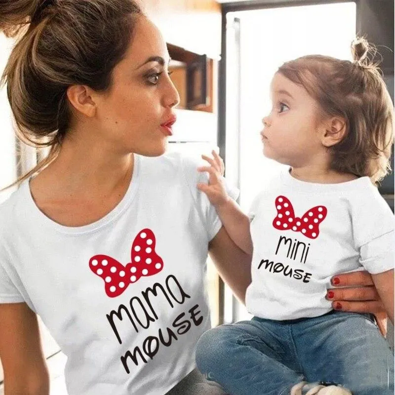 Mother Daughter Matching Cotton Casual T-Shirts Tops