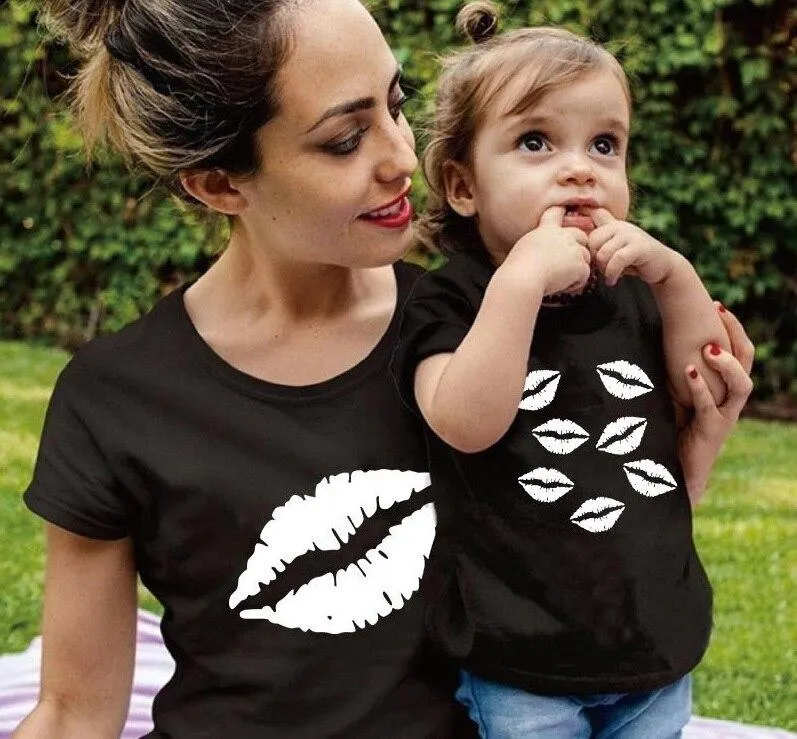 Mother Daughter Matching Cotton Casual T-Shirts Tops