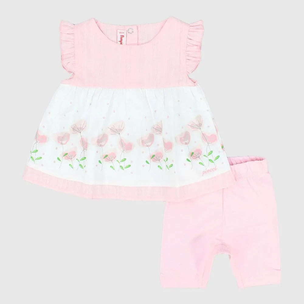 Pink Flowers 2-Piece Outfit Set