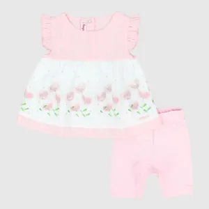 Pink Flowers 2-Piece Outfit Set