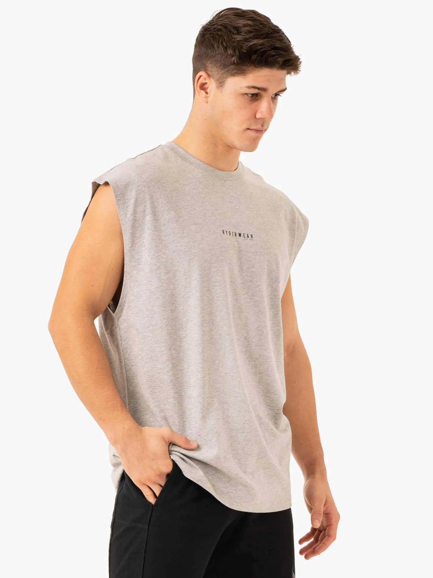 Pursuit Wide Cut Tank - Light Grey Marl