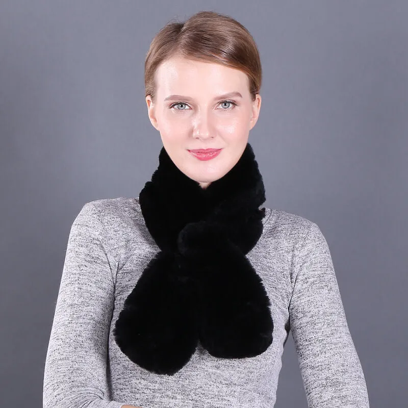 Rex rabbit fur scarf neck women's winter wild fur scarf woven thick warm wool