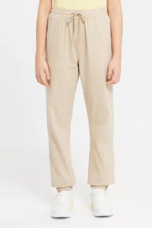 Senior Boys Beige Poplin Pants