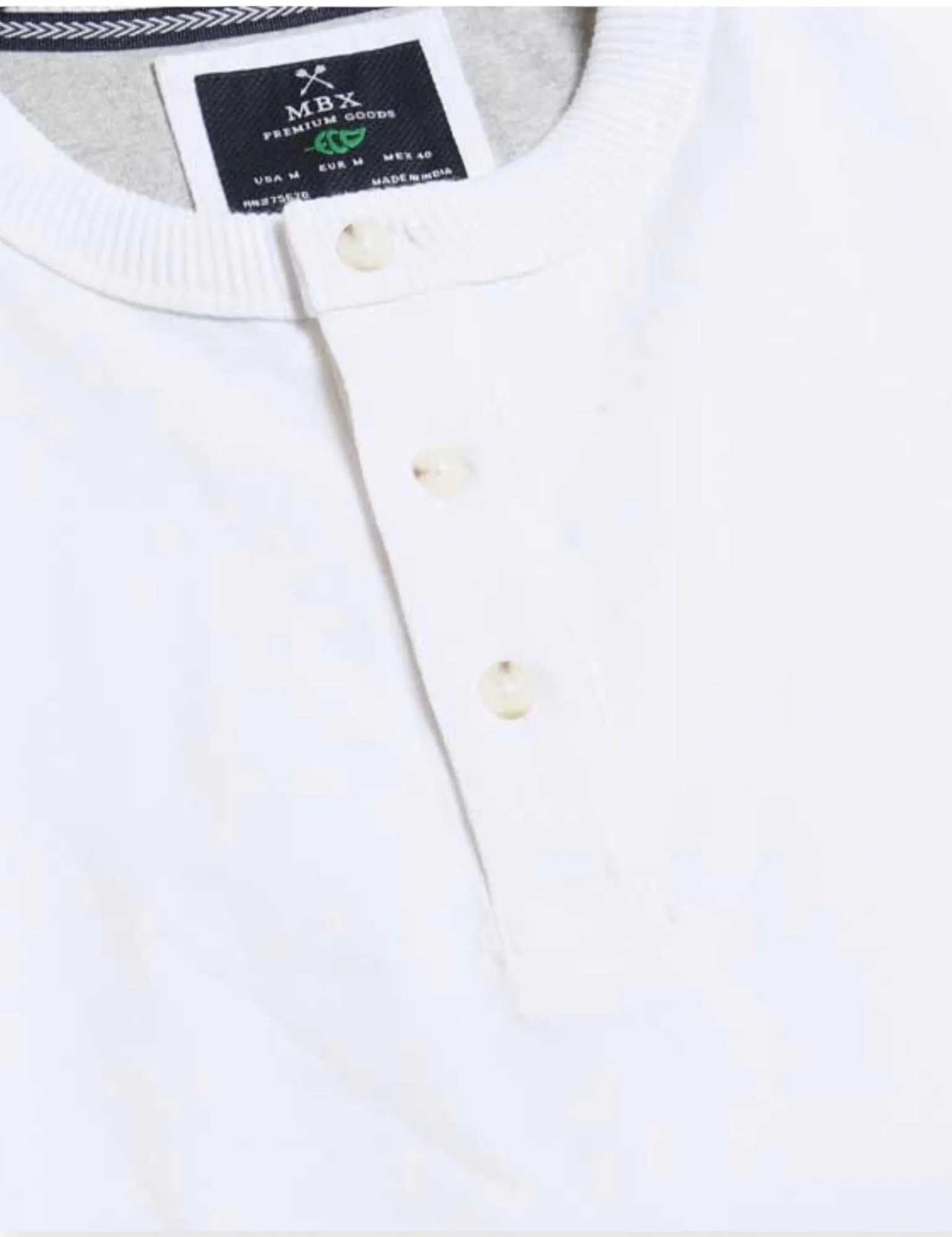 Short Sleeve Henley T-Shirt - White