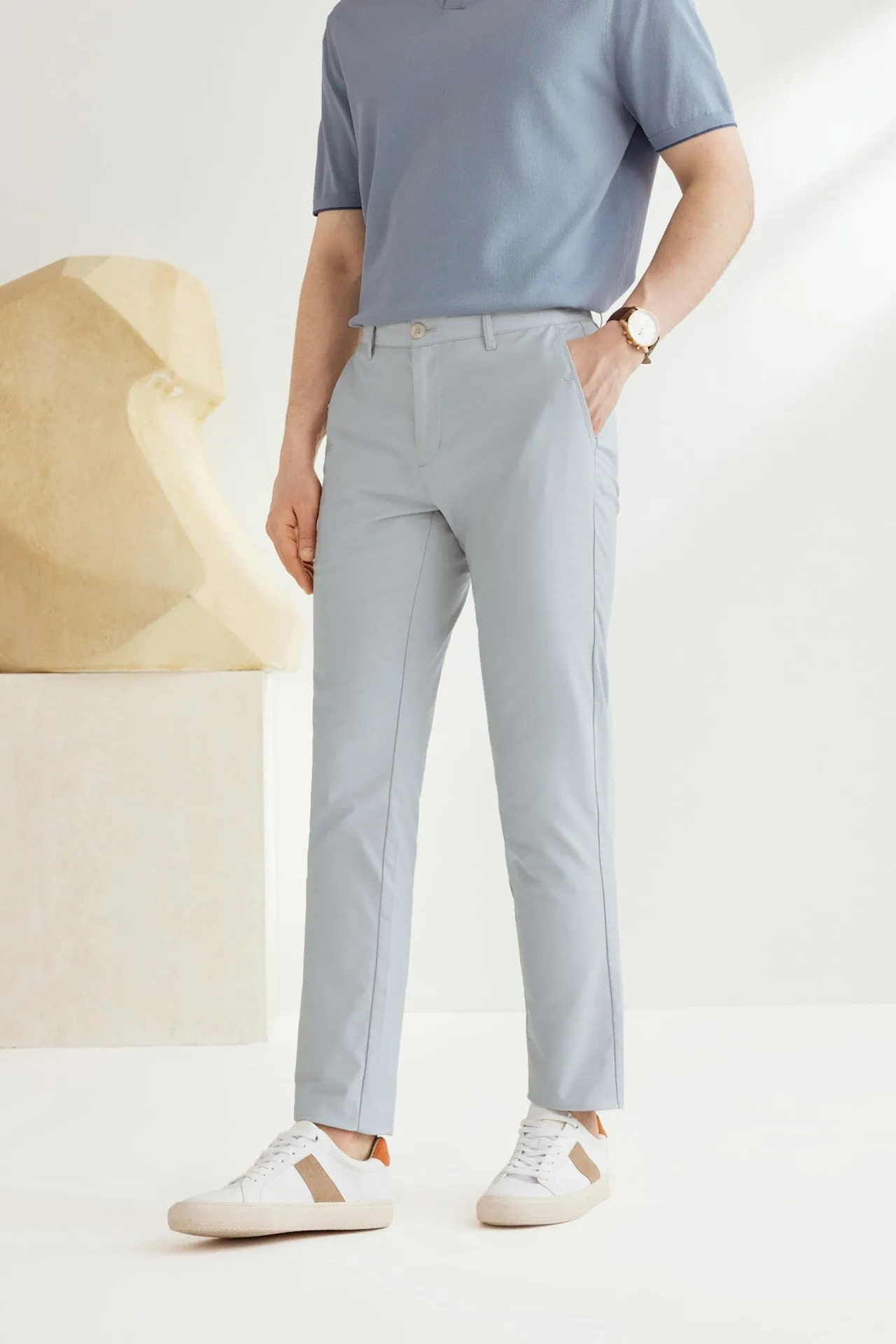 Soft Cotton Rich Stretch Casual Pants in Extra Slim Fit