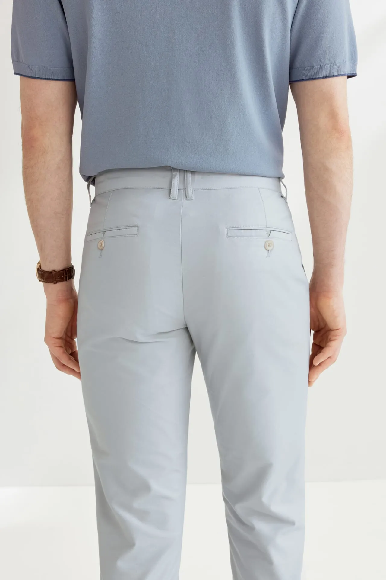 Soft Cotton Rich Stretch Casual Pants in Extra Slim Fit