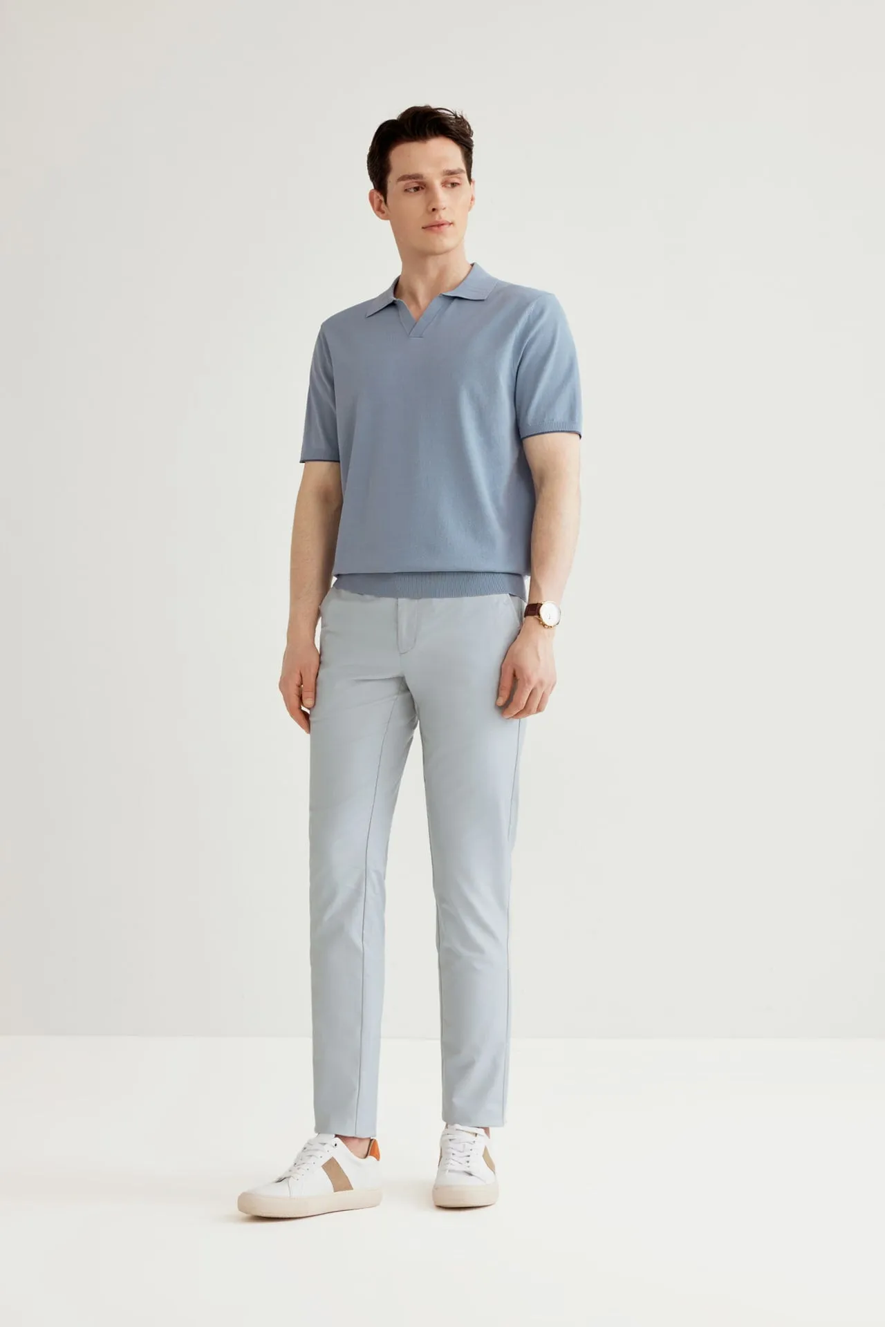 Soft Cotton Rich Stretch Casual Pants in Extra Slim Fit