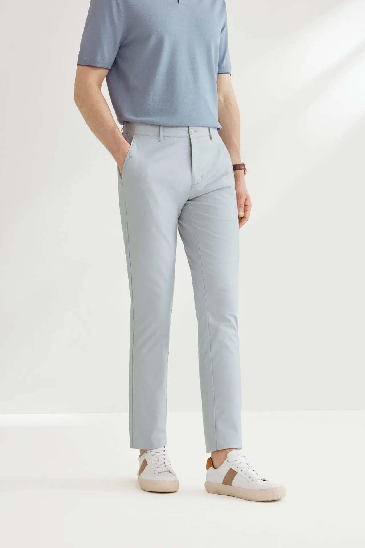 Soft Cotton Rich Stretch Casual Pants in Extra Slim Fit