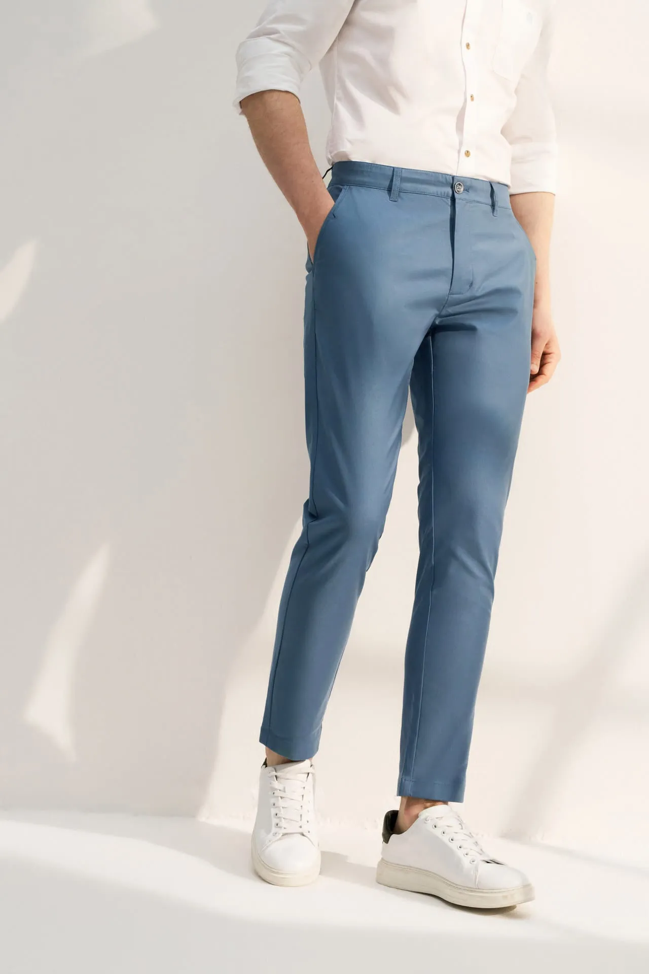 Soft Cotton Rich Stretch Casual Pants in Slim Tapered Fit