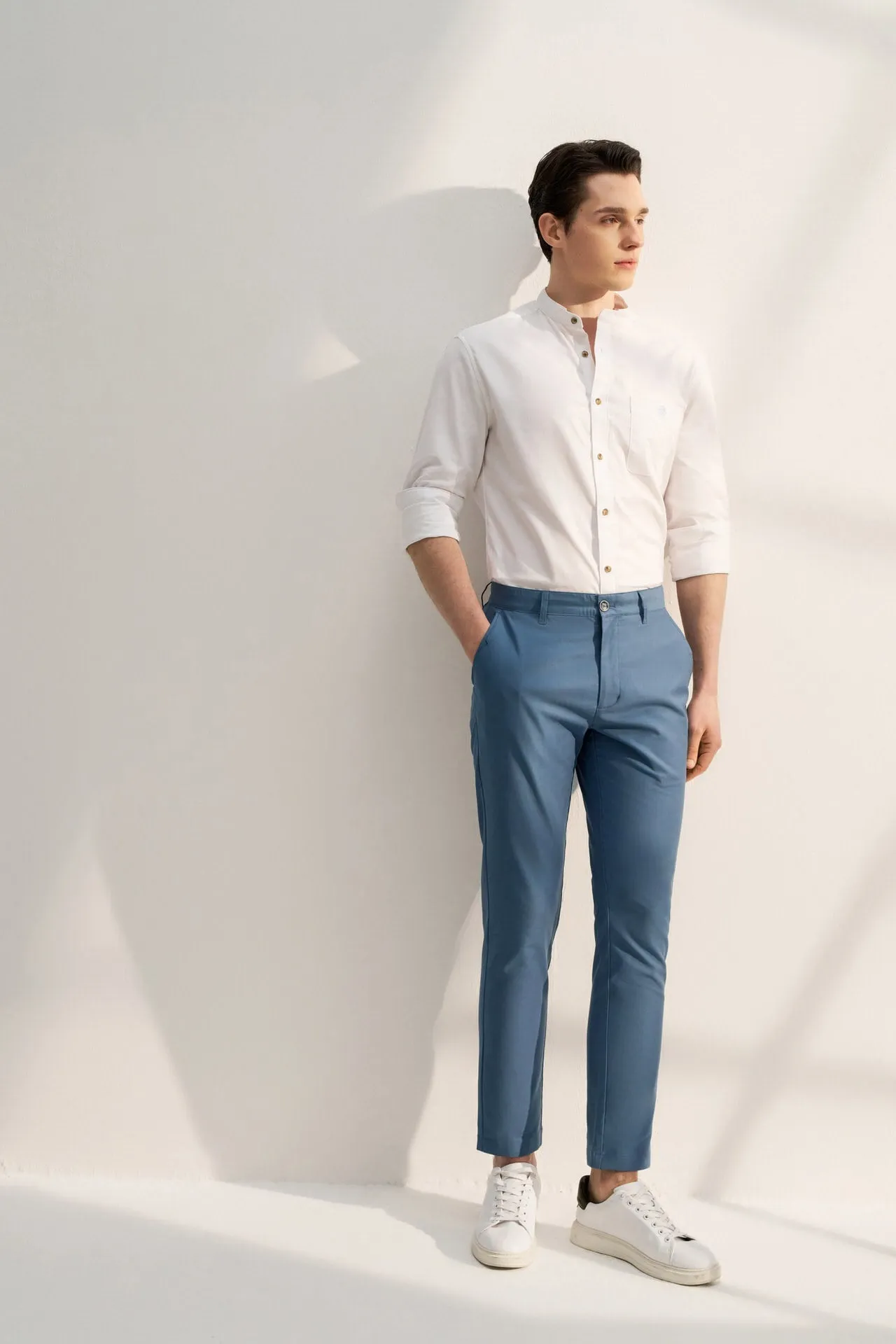 Soft Cotton Rich Stretch Casual Pants in Slim Tapered Fit